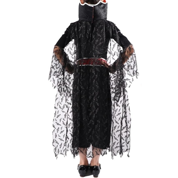 Girls Halloween Queen Vampire Costume Vampiress Dress Trick Or Treating Cosplay - Picture 3 of 16